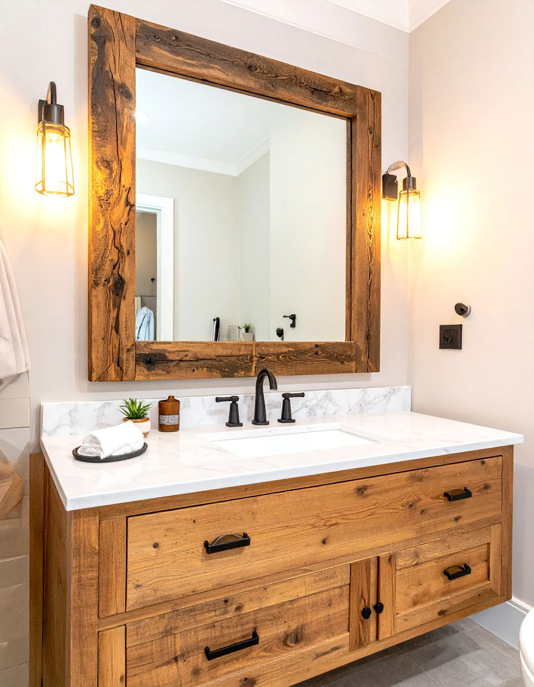 Frame Bathroom Mirror - 30 DIY bathroom remodel ideas