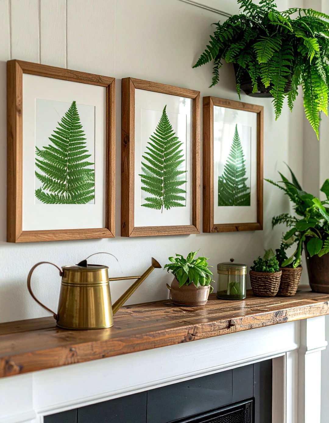 Framed Botanical Prints - 30 mantel arrangement ideas