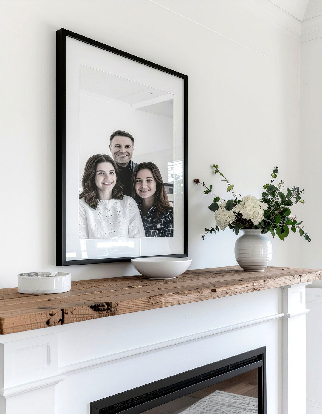 Framed Family Portrait - 30 everyday mantel ideas
