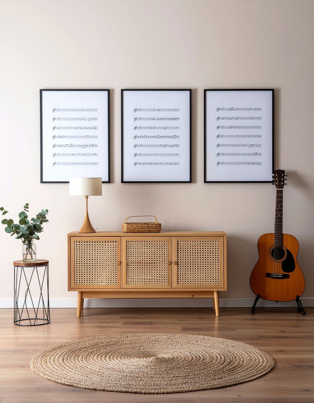 Framed Sheet Music - 30 light academia living room ideas