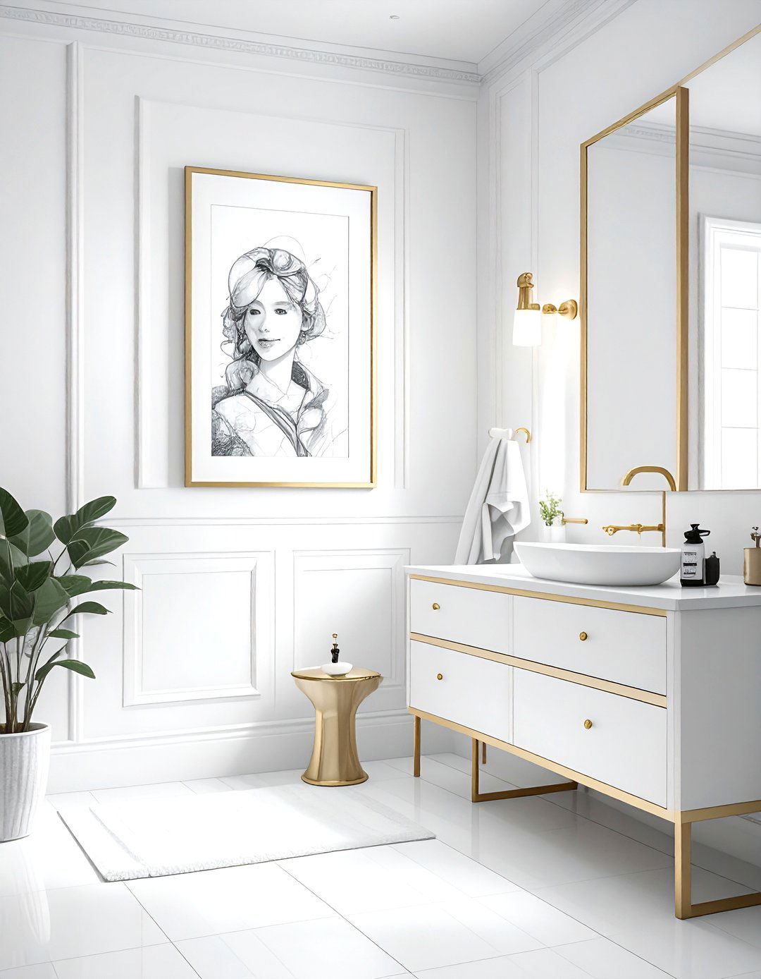 Framed art in bathroom - 30 Parisian bathroom ideas