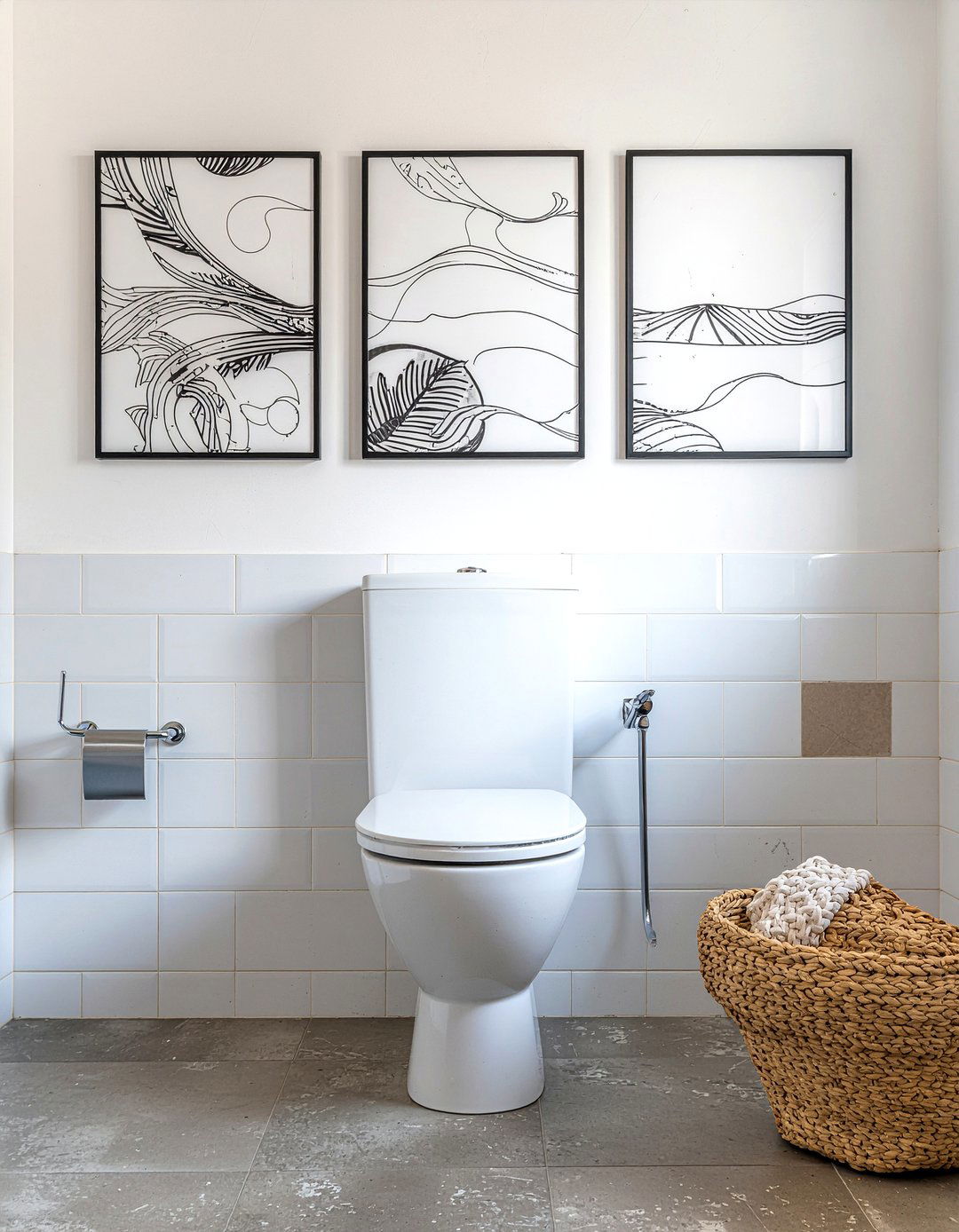 Framed art on bathroom wall - 30 bathroom layering ideas