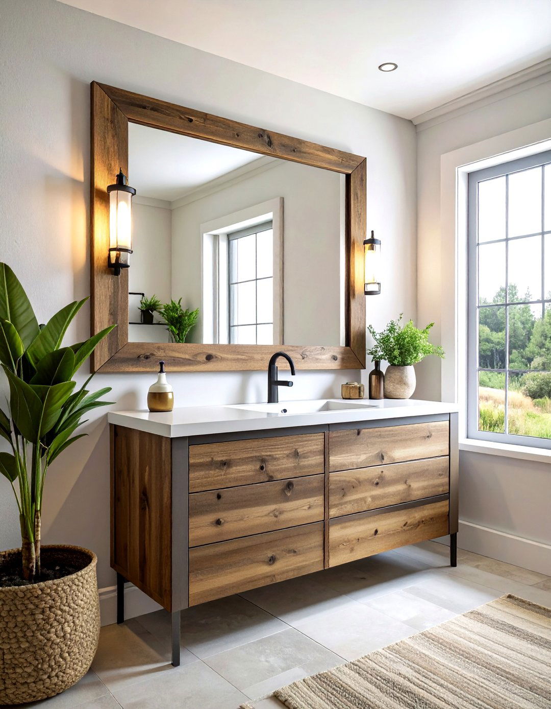 Framed bathroom mirror - 30 budget bathroom ideas