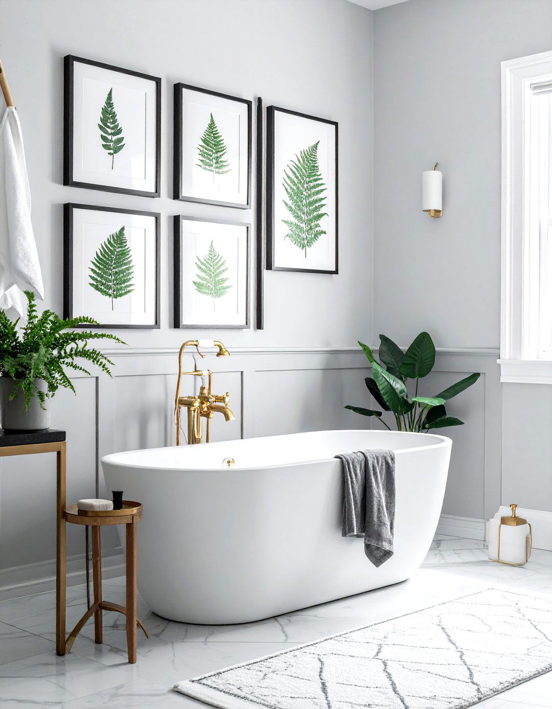 Framed botanical prints - 30 bathroom wall decor ideas