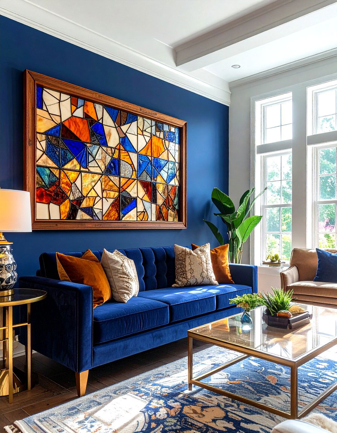 Framed stained glass art - 30 living room stained glass ideas