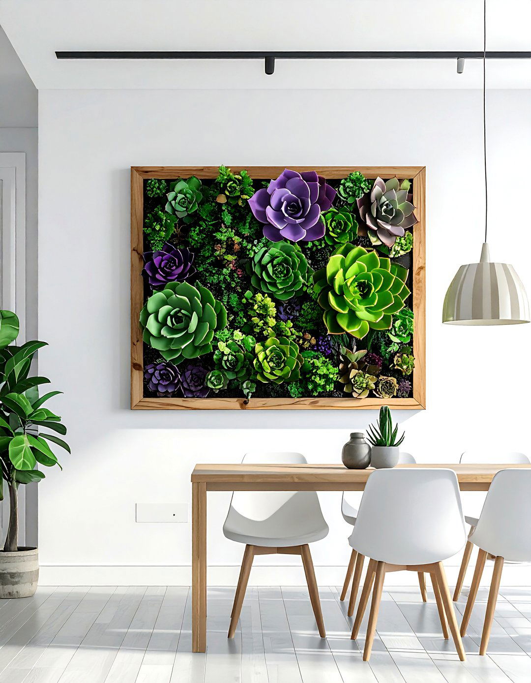 Framed succulent wall - 30 dining room succulent ideas