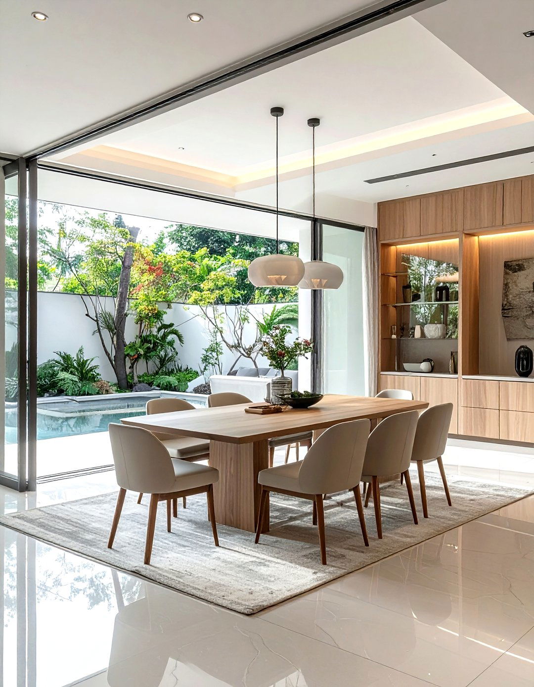 Frameless Glass Door - 30 zen dining room ideas