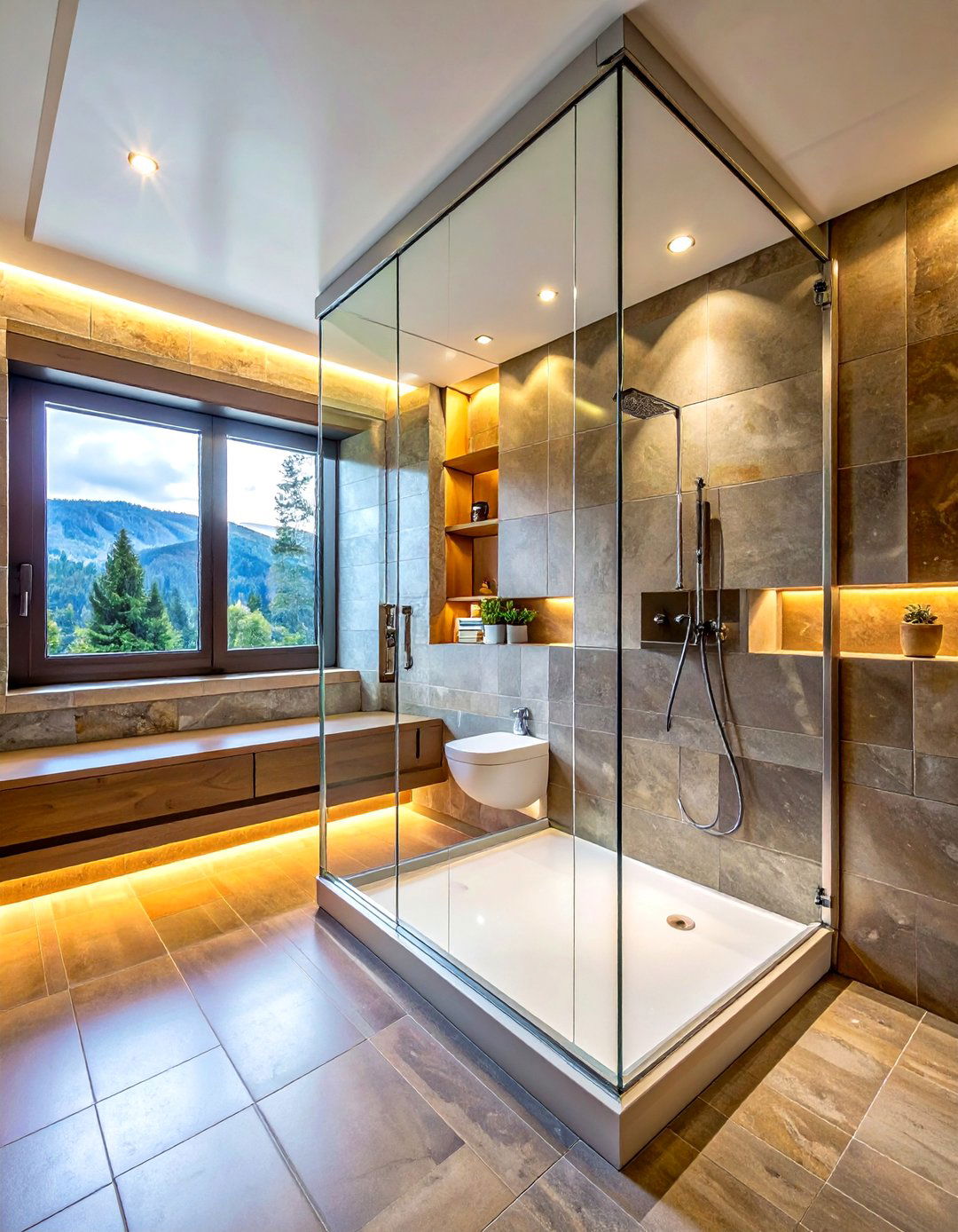 Frameless Glass Shower - 30 cabin bathroom ideas
