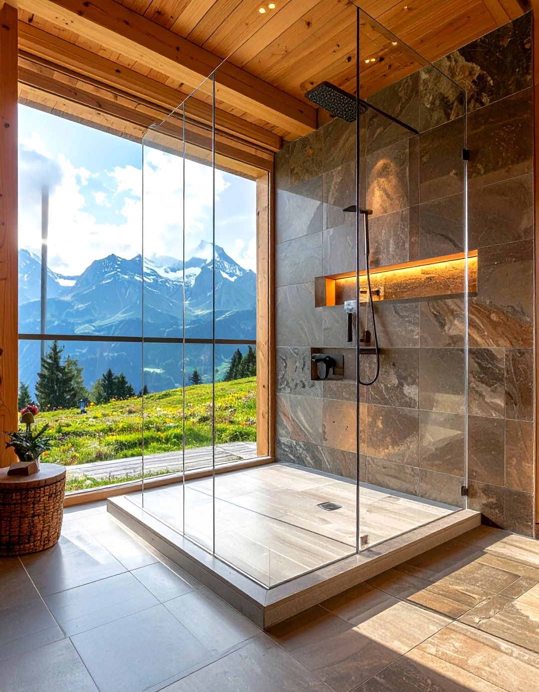 Frameless Glass Shower - 30 chalet bathroom ideas