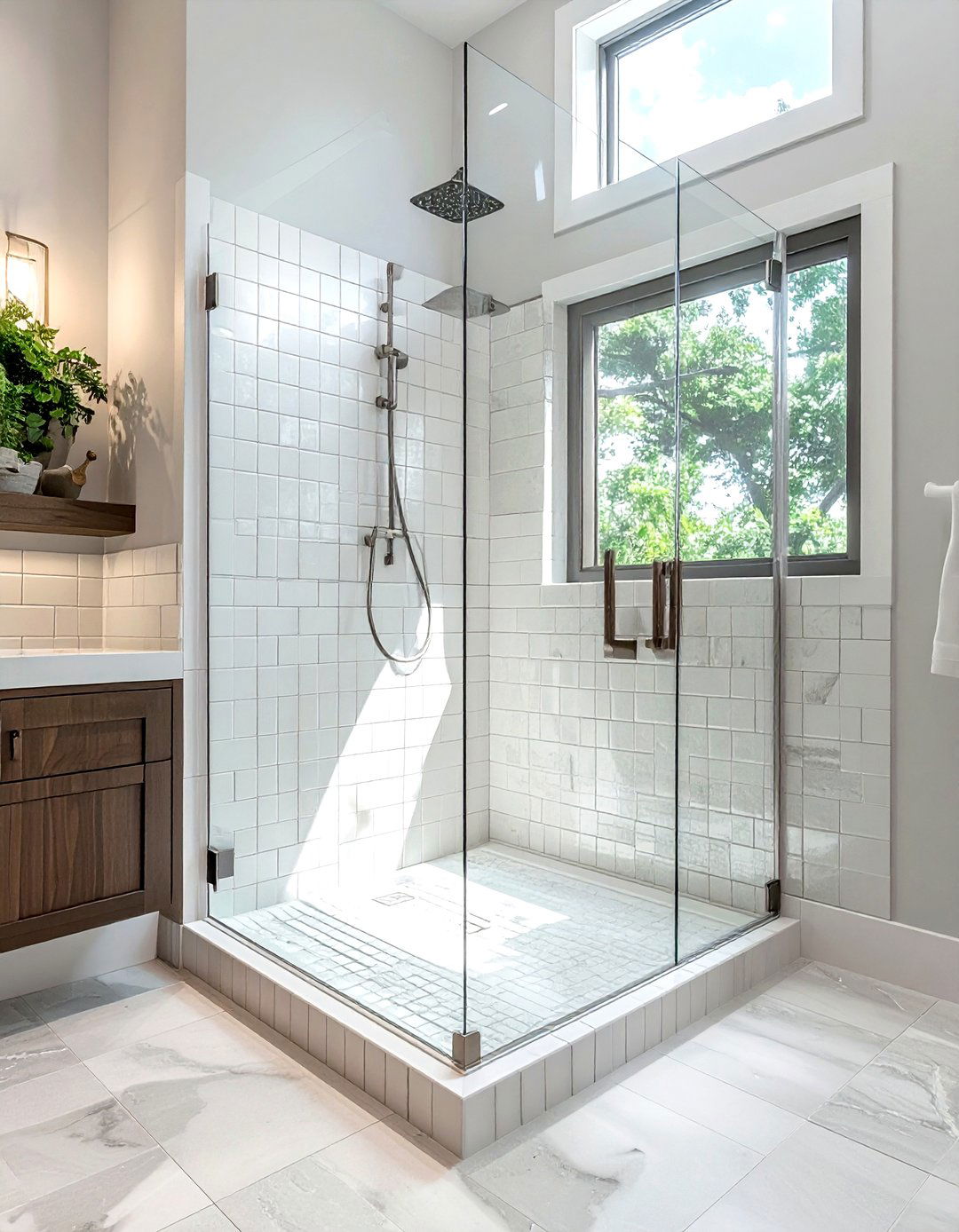Frameless Glass Shower - 30 modern farmhouse bathroom ideas