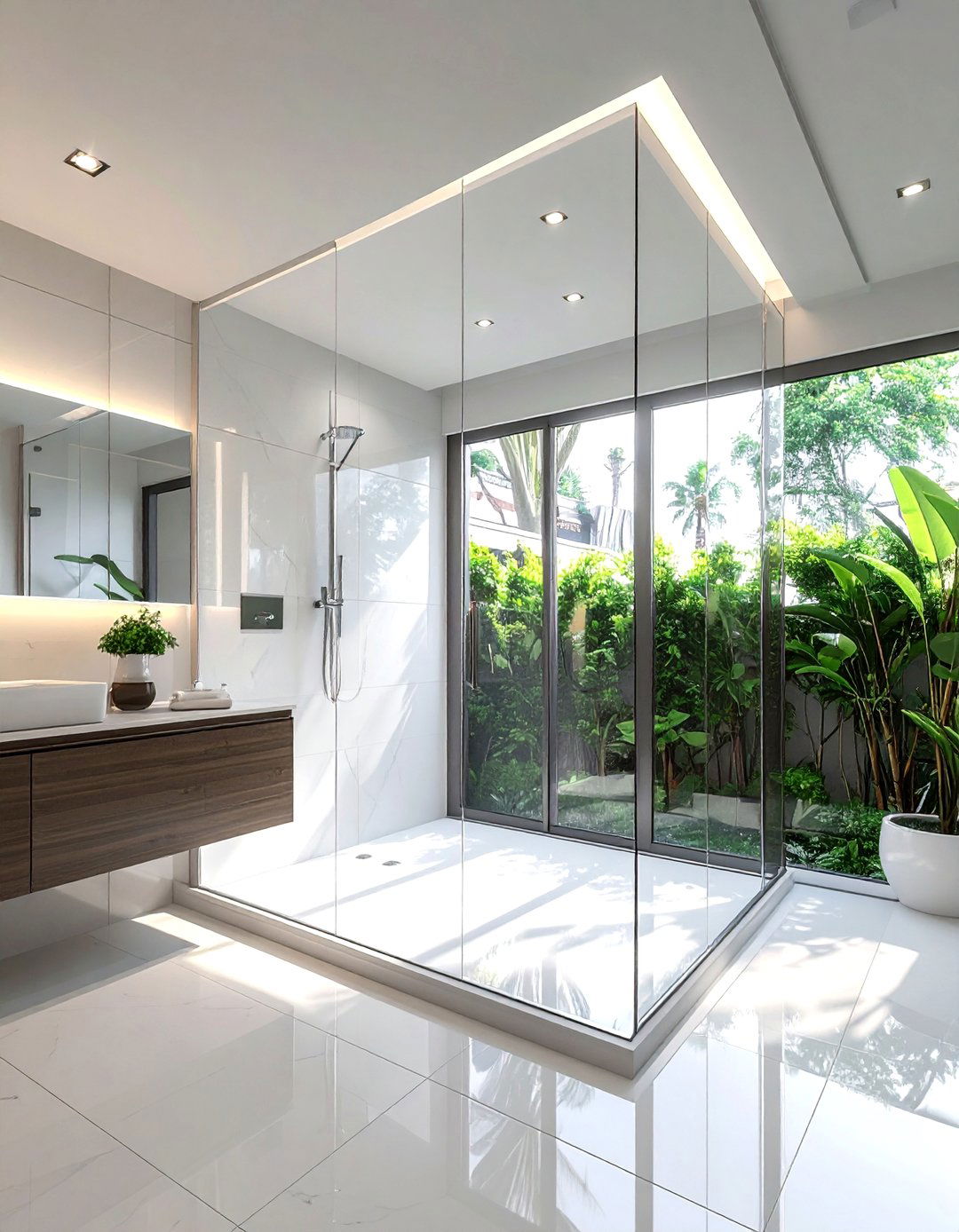 Frameless Glass Shower Enclosure - 30 bathroom natural lighting ideas
