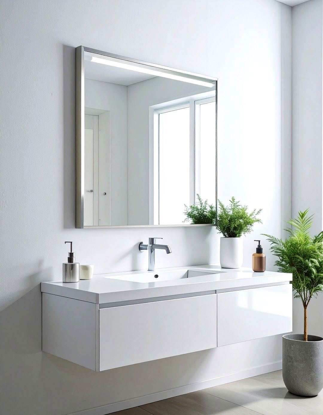 Frameless Minimalist Wall Mirror - 30 mirror wall decor ideas