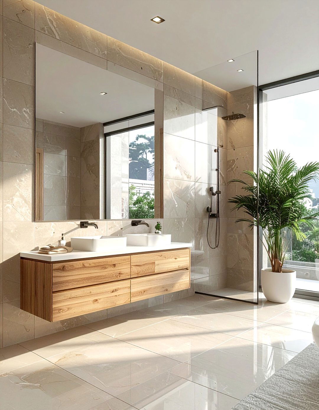 Frameless Mirror Bathroom - 30 Japanese minimalist decor ideas