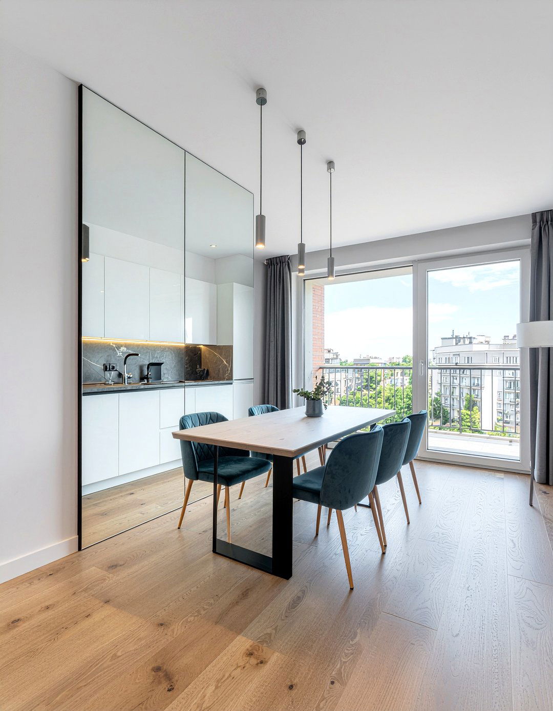 Frameless Mirror Wall - 30 living room mirror placement ideas