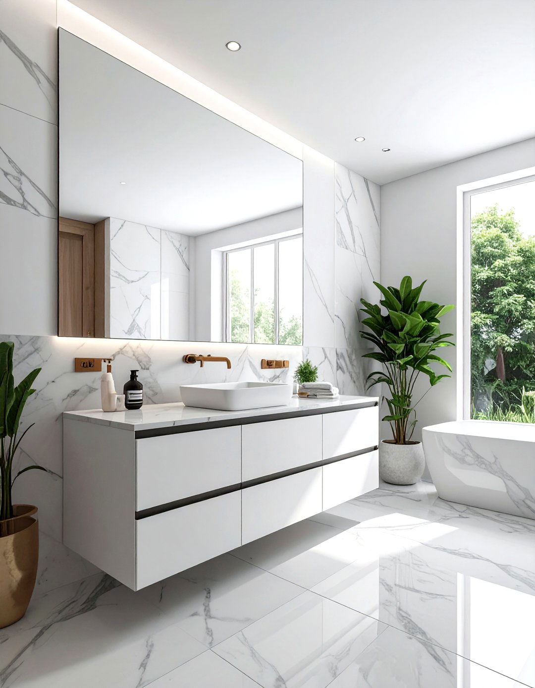 Frameless Mirror - 30 airy bathroom ideas