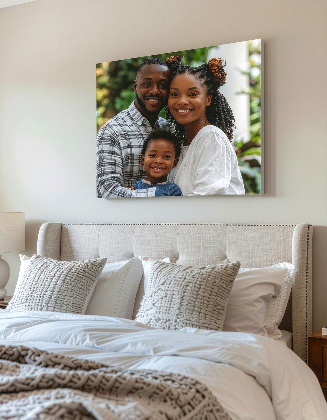 Frameless Photo Canvas - 30 bedroom family photo ideas