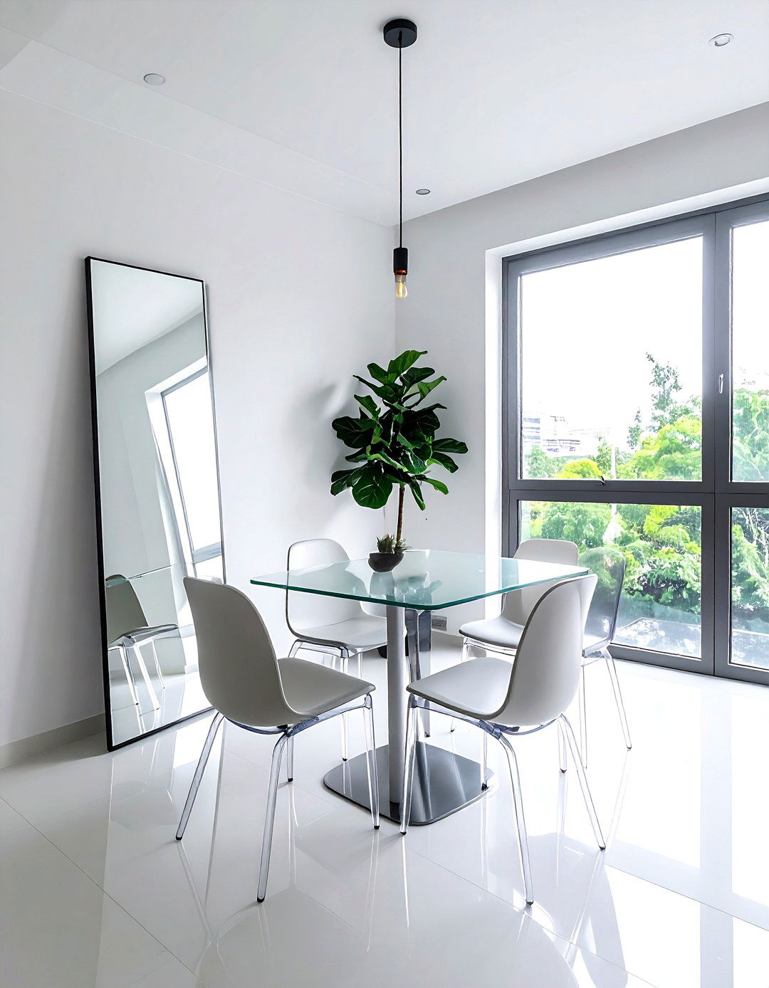 Frameless floor mirror - 30 leaning mirror dining room ideas