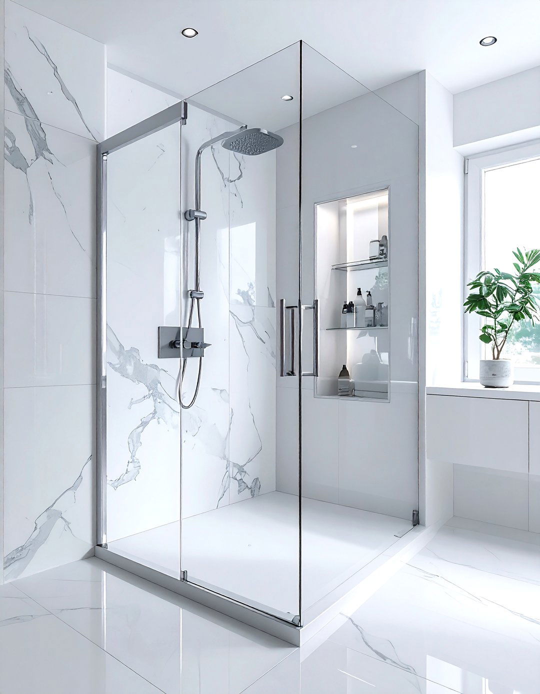 Frameless glass door - 30 Nordic bathroom ideas