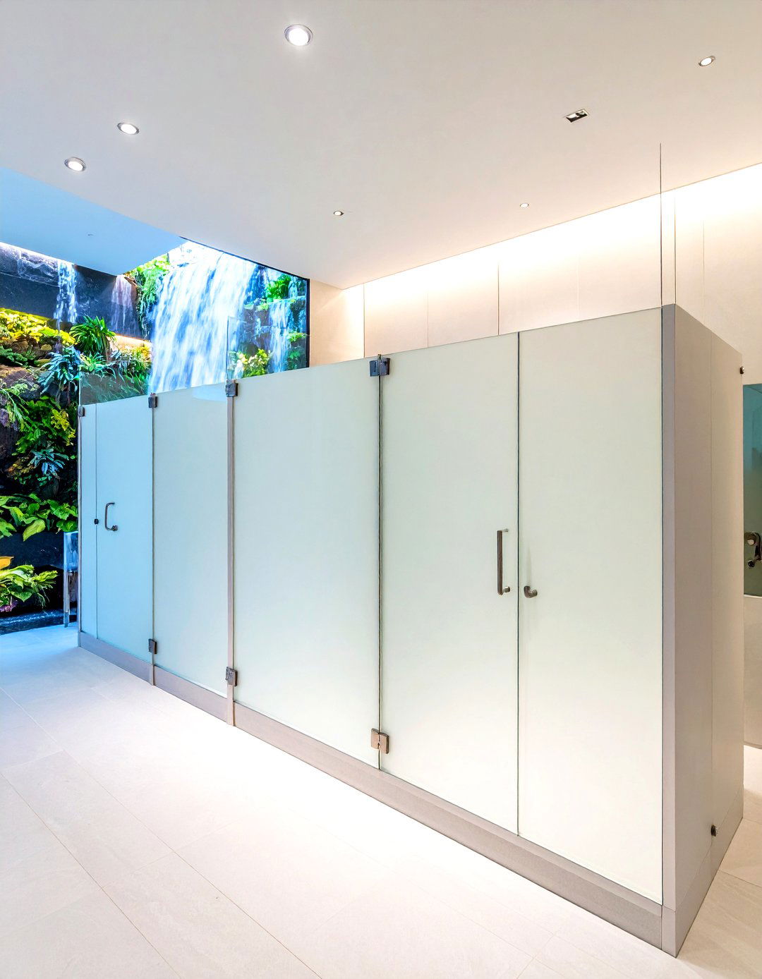 Frameless glass restroom dividers - 30 toilet partition ideas