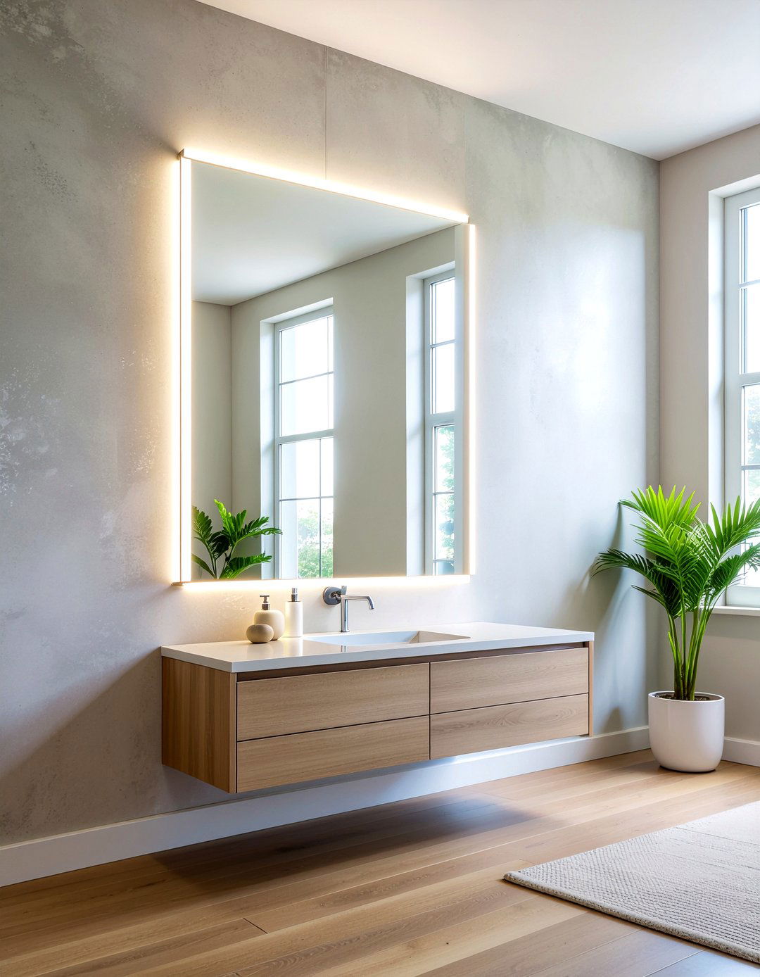 Frameless led mirror - 30 bathroom LED lighting ideas