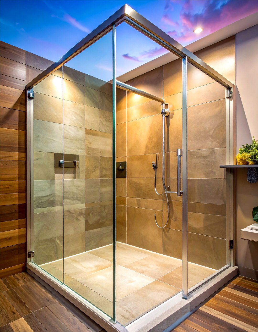 Frameless shower door handle - 30 brushed nickel bathroom ideas