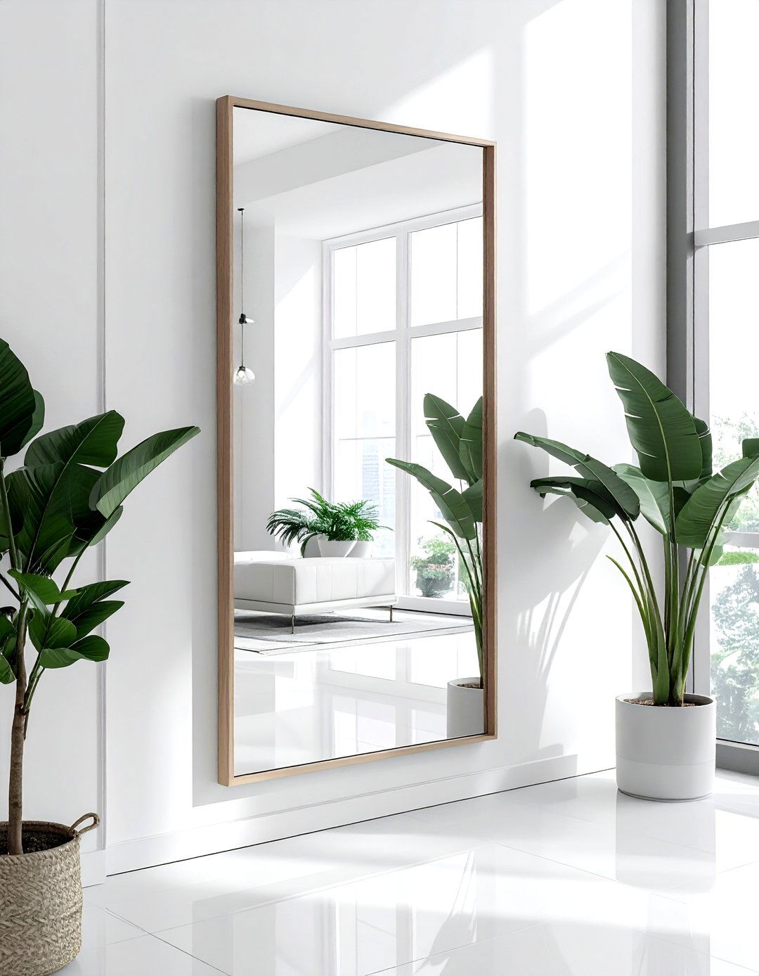 Frameless wall mirror - 30 peaceful decor ideas