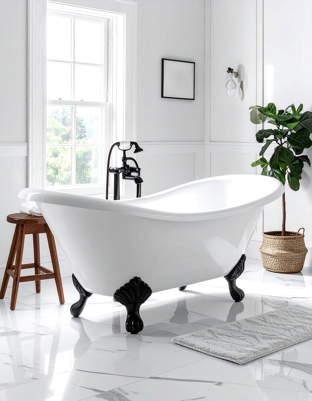 Freestanding Clawfoot Tub - 30 modern farmhouse bathroom ideas