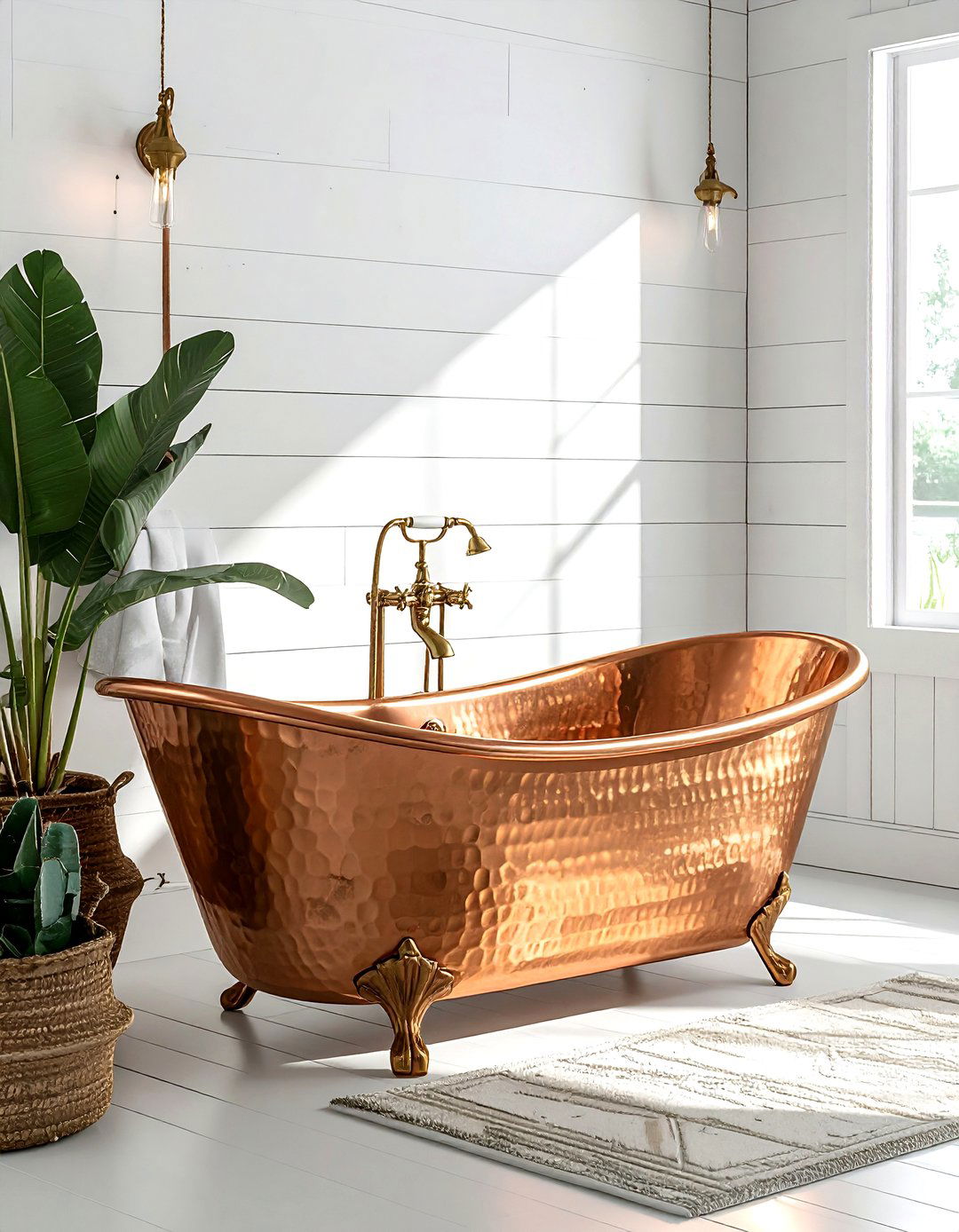 Freestanding Copper Bathtub - 30 rustic bathroom ideas