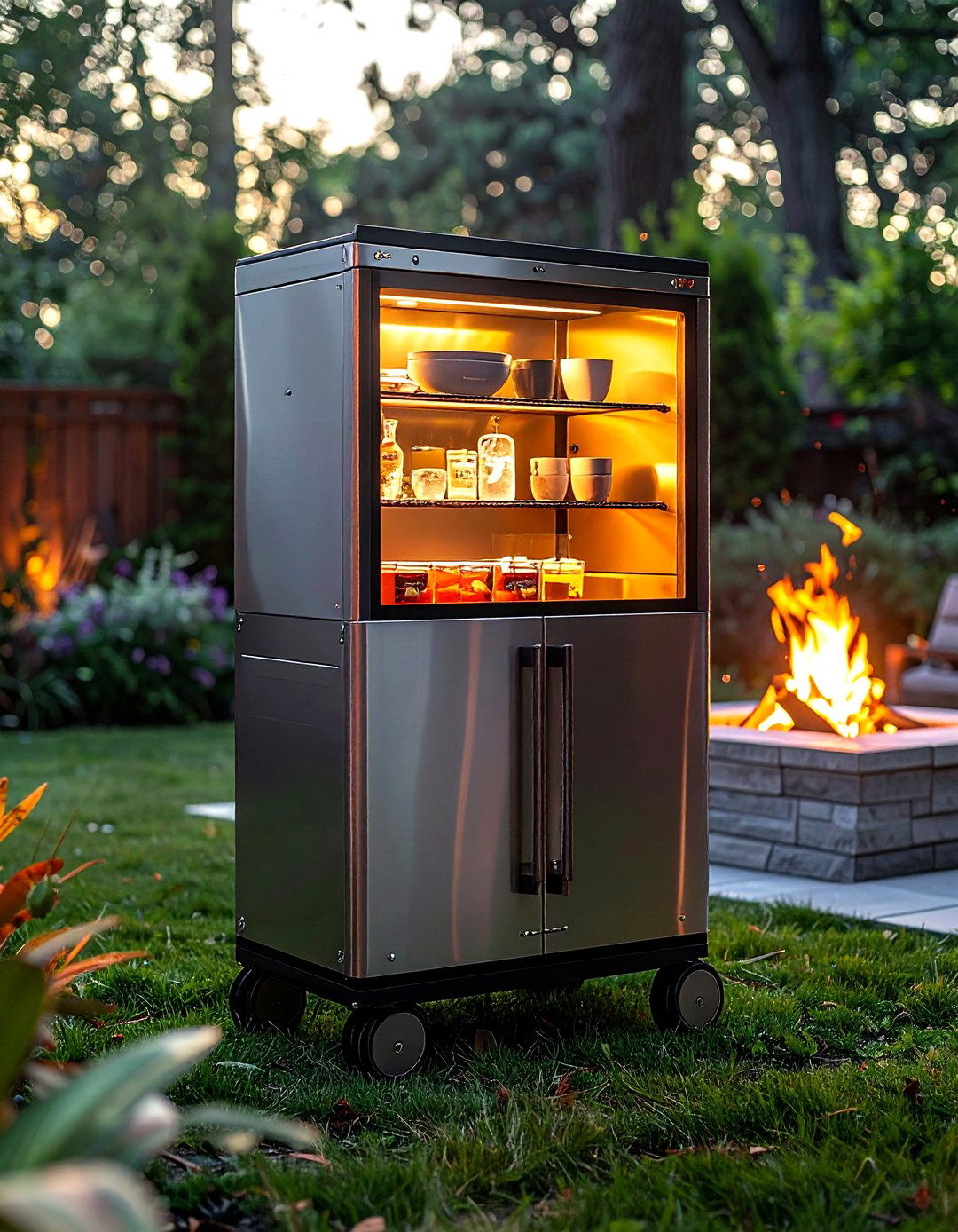 Freestanding Patio Beverage Fridge - 30 outdoor kitchen refrigerator ideas