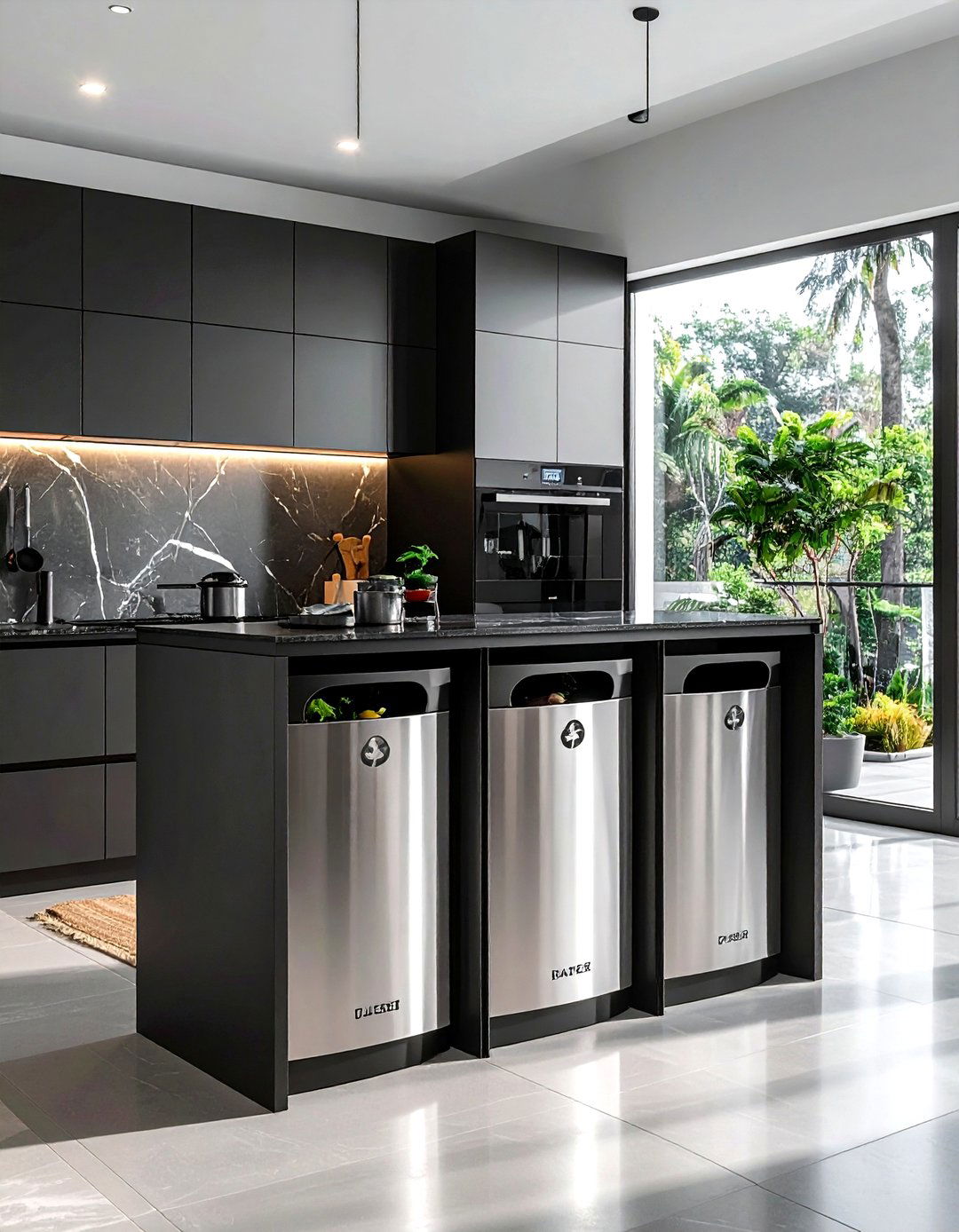 Freestanding Recycling Station - 30 recycling center kitchen ideas