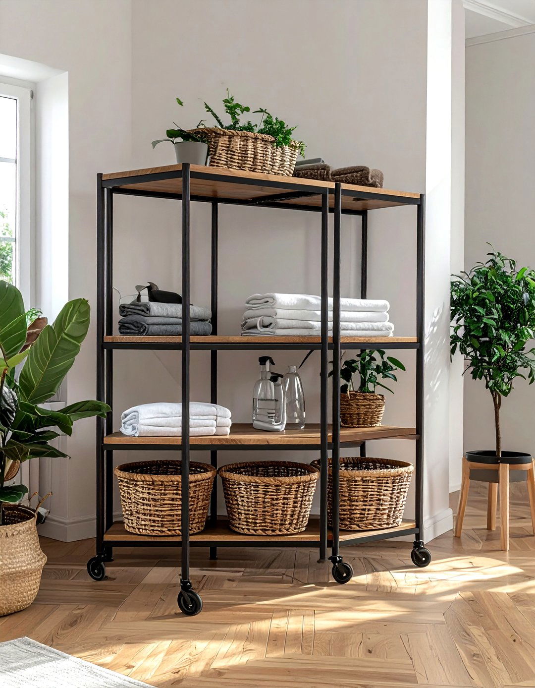 Freestanding Shelving Unit - 30 laundry room shelving ideas