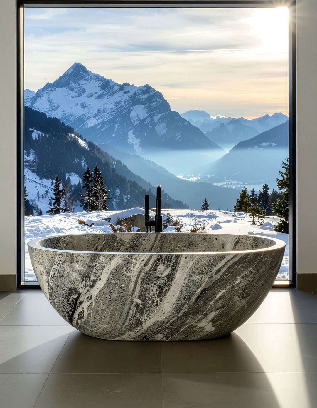 Freestanding Stone Tub - 30 lodge bathroom ideas