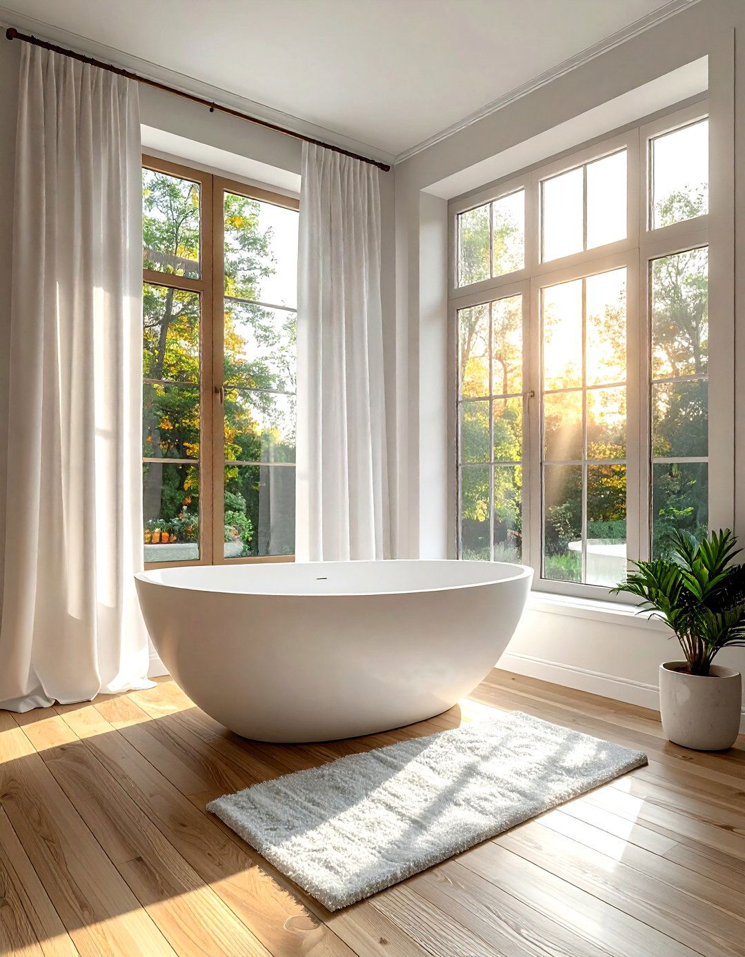 Freestanding Tub By Window - 30 natural light bathroom ideas