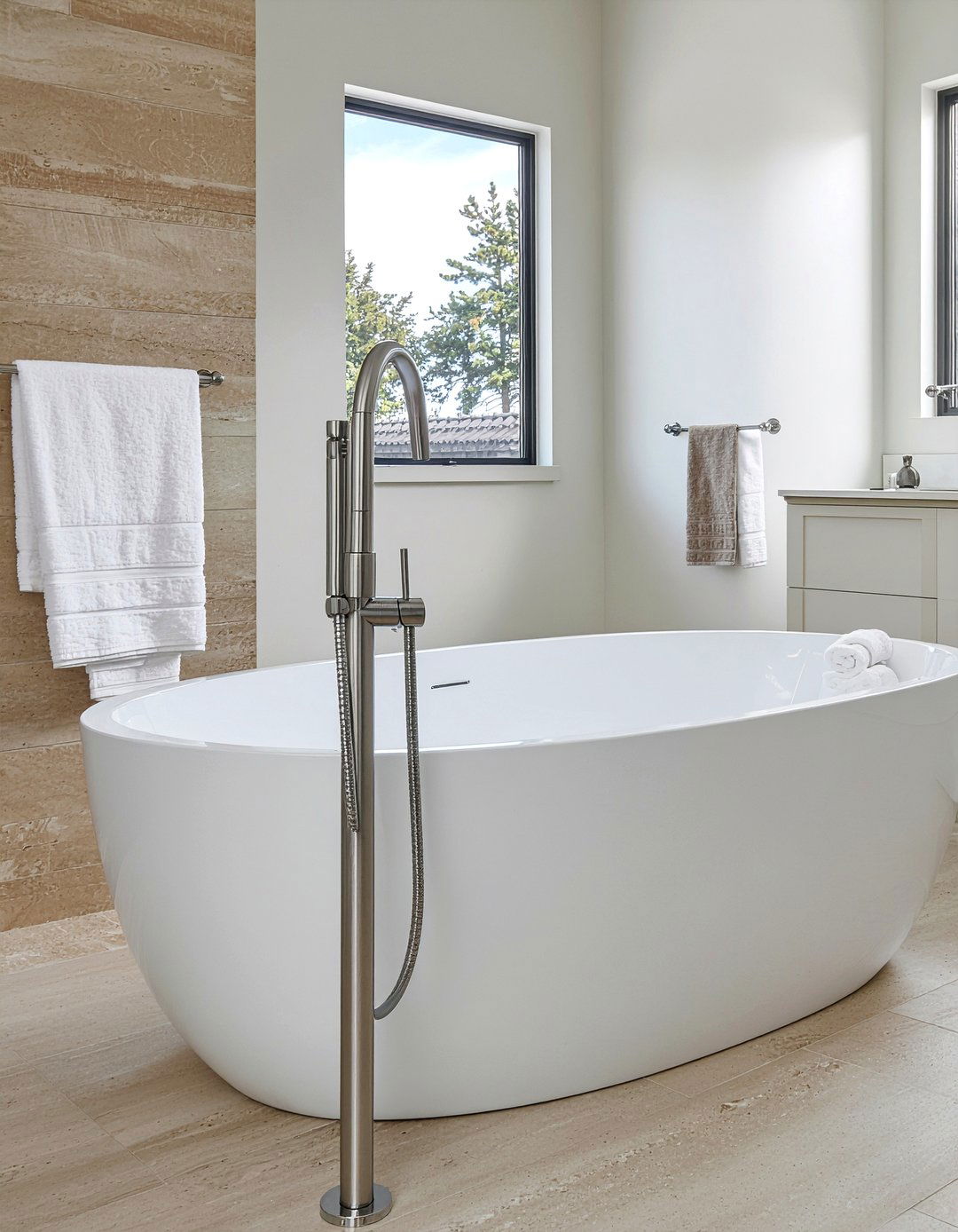 Freestanding Tub Filler - 30 luxury master bathroom ideas