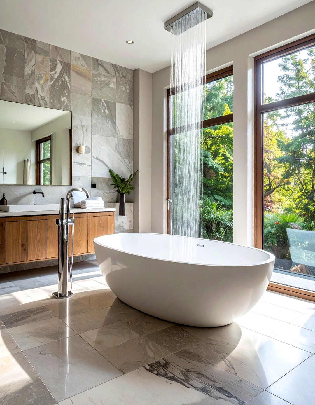 Freestanding Waterfall Tub Filler - 30 waterfall faucet ideas