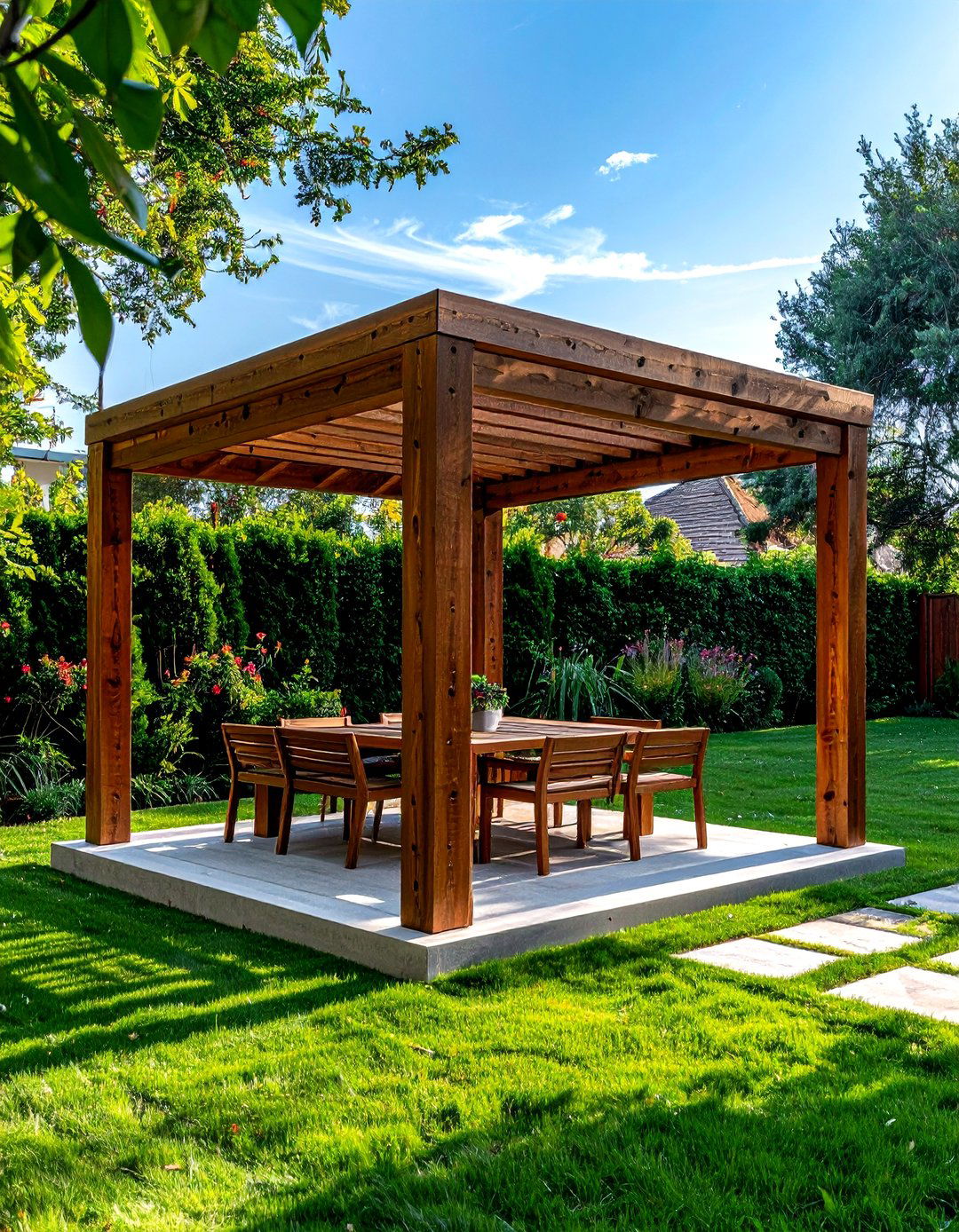 Freestanding backyard pergola - 30 pergola dining ideas