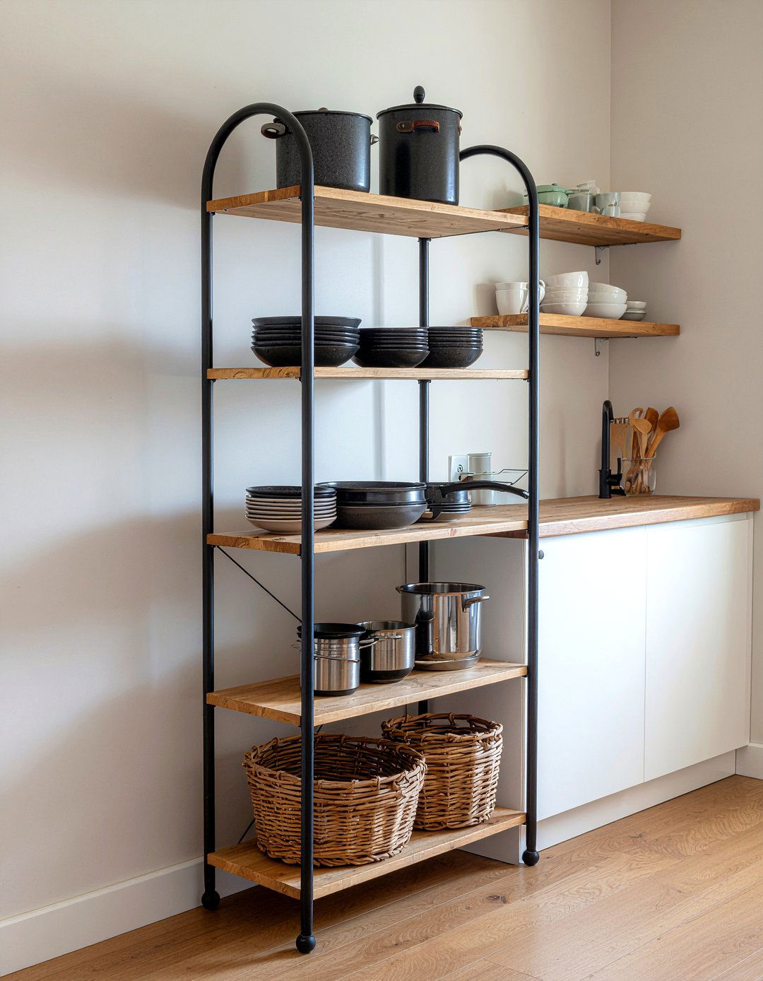 Freestanding bakers rack - 30 pot and pan storage kitchen ideas