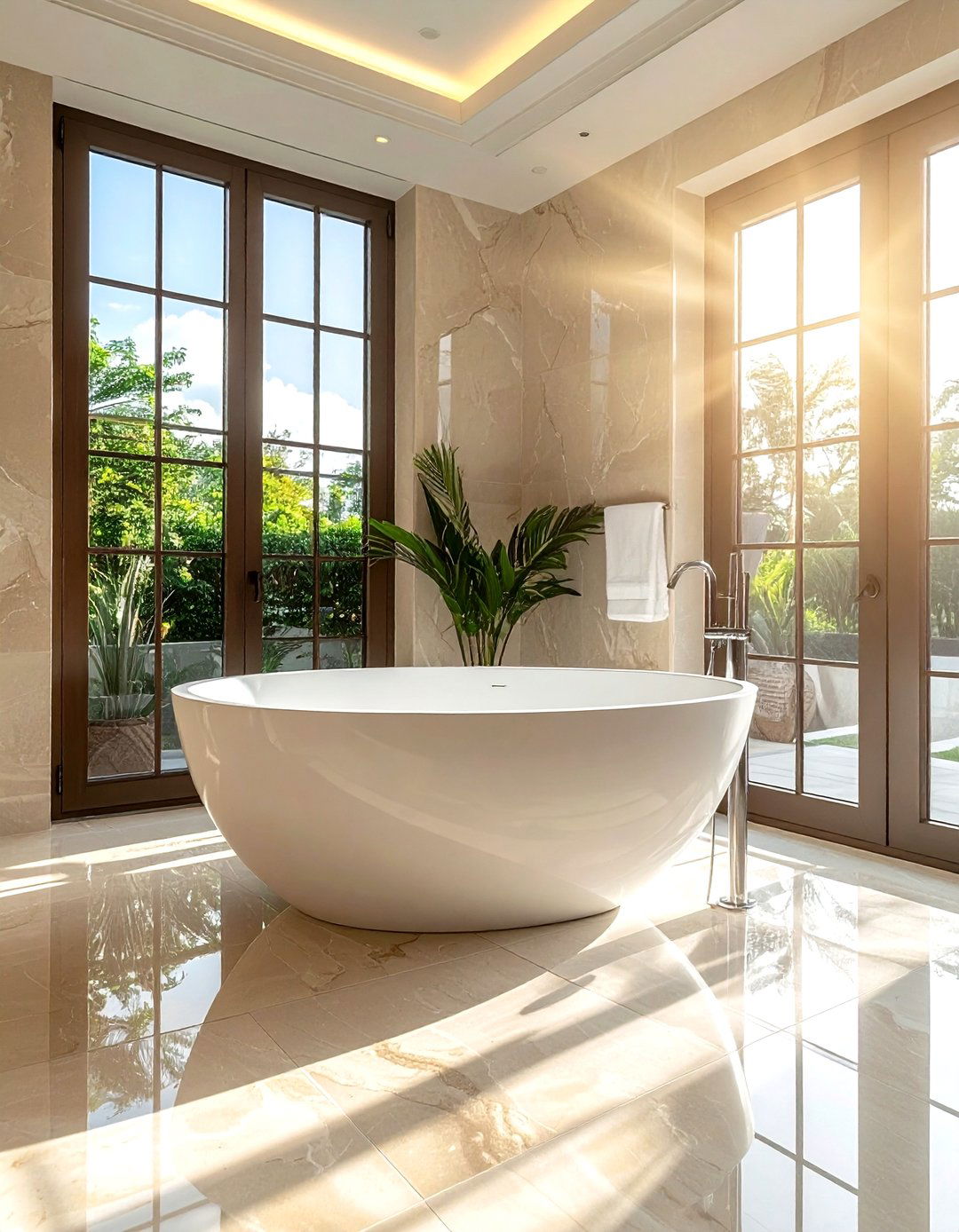 Freestanding bathtub in master suite - 30 show home bathroom ideas