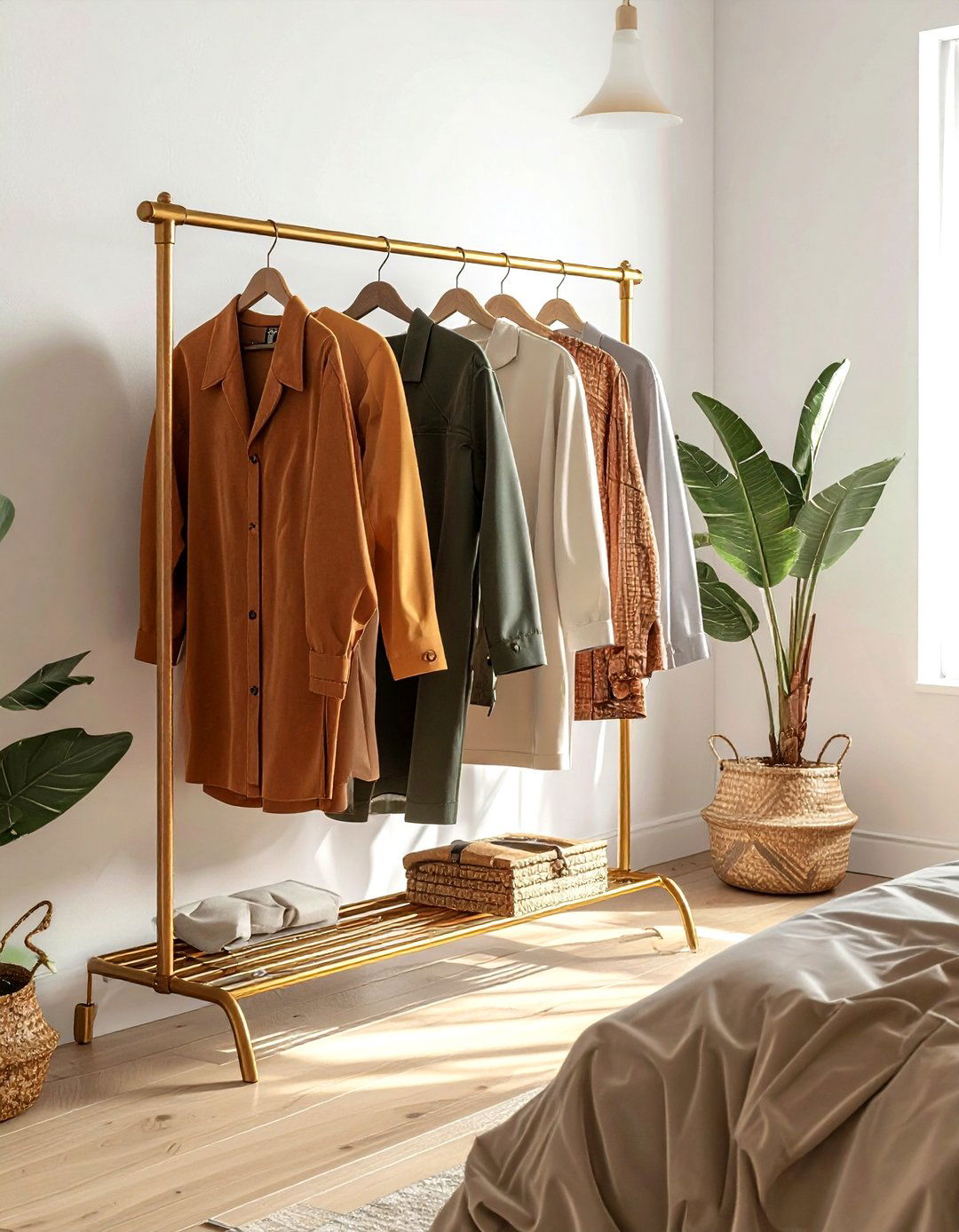 Freestanding capsule wardrobe rack - 30 bedroom closet organization