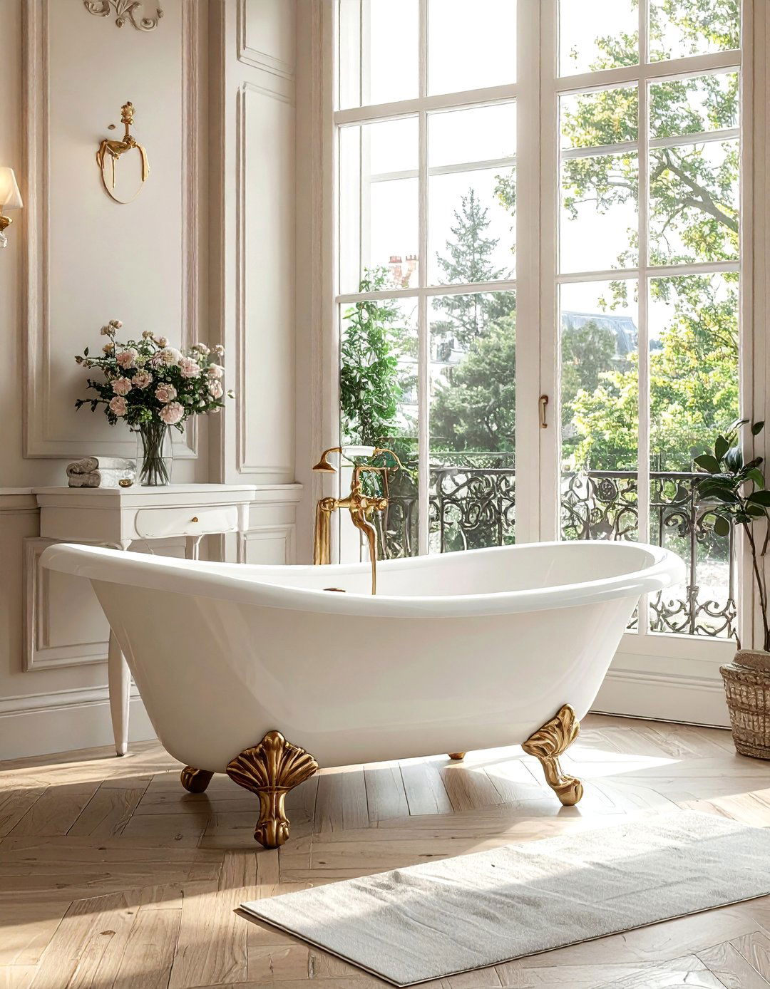 Freestanding clawfoot tub - 30 Parisian bathroom ideas