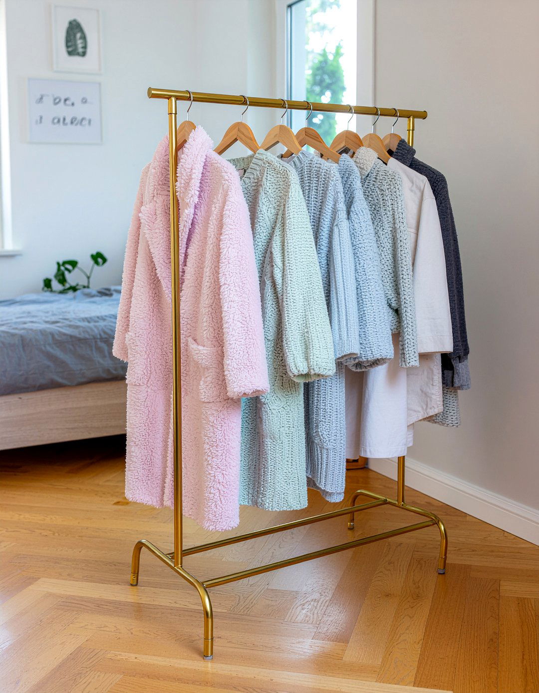 Freestanding clothing rack - 30 renter bedroom ideas
