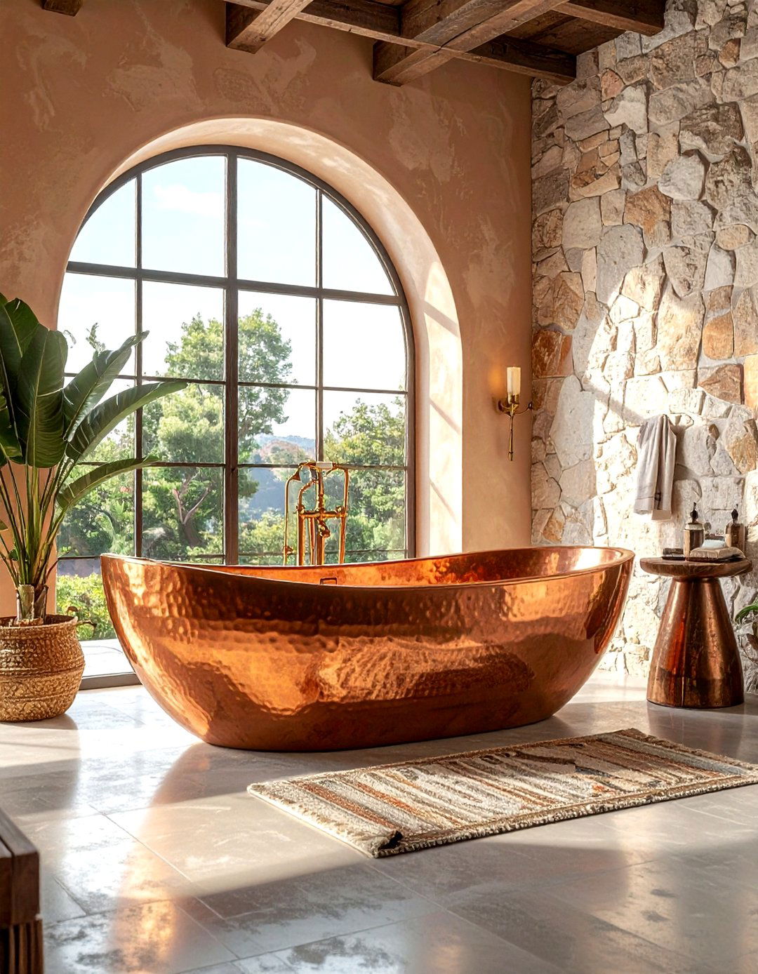 Freestanding copper bathtub - 30 celebrity bathroom ideas