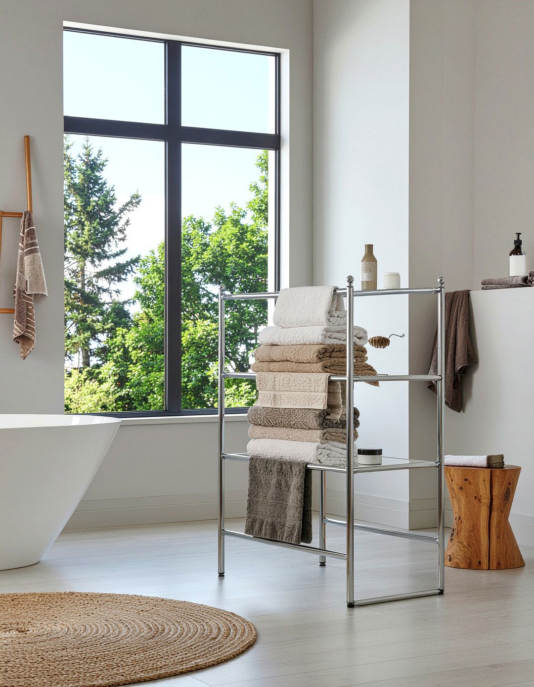 Freestanding towel rack - 30 bathroom towel bar ideas