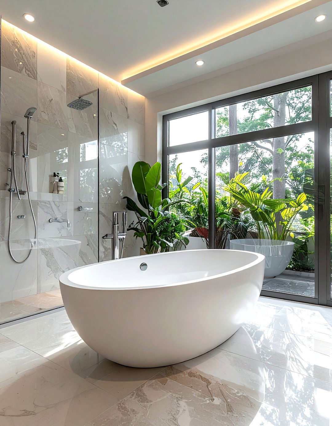 Freestanding tub and shower layout - 30 bathroom furniture layout