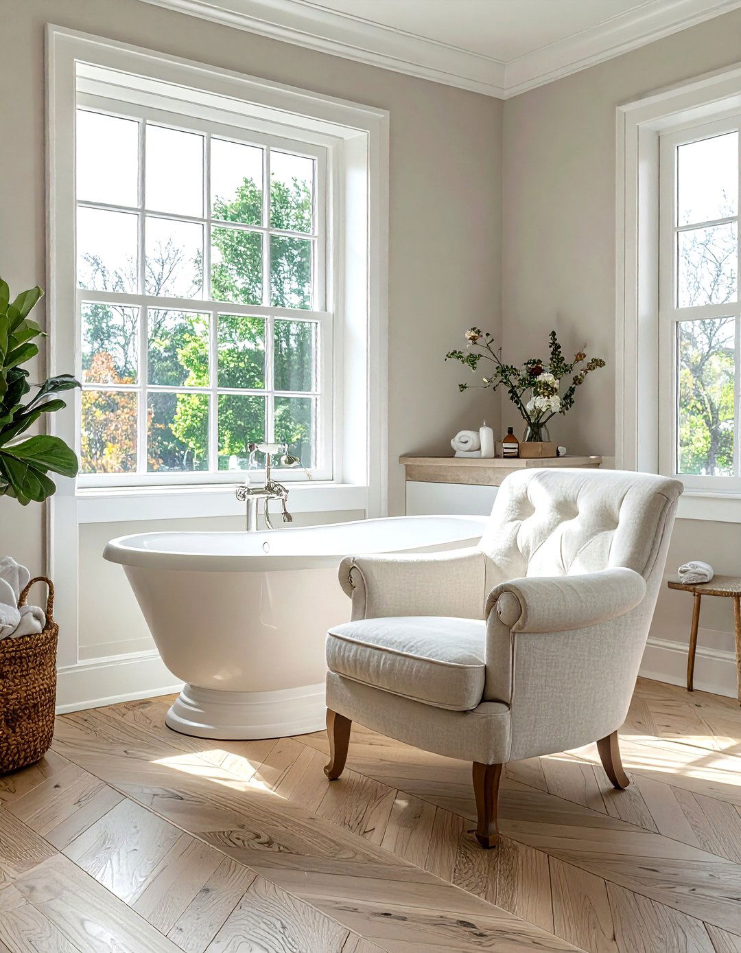 Freestanding tub chair - 30 bathroom seating arrangements ideas