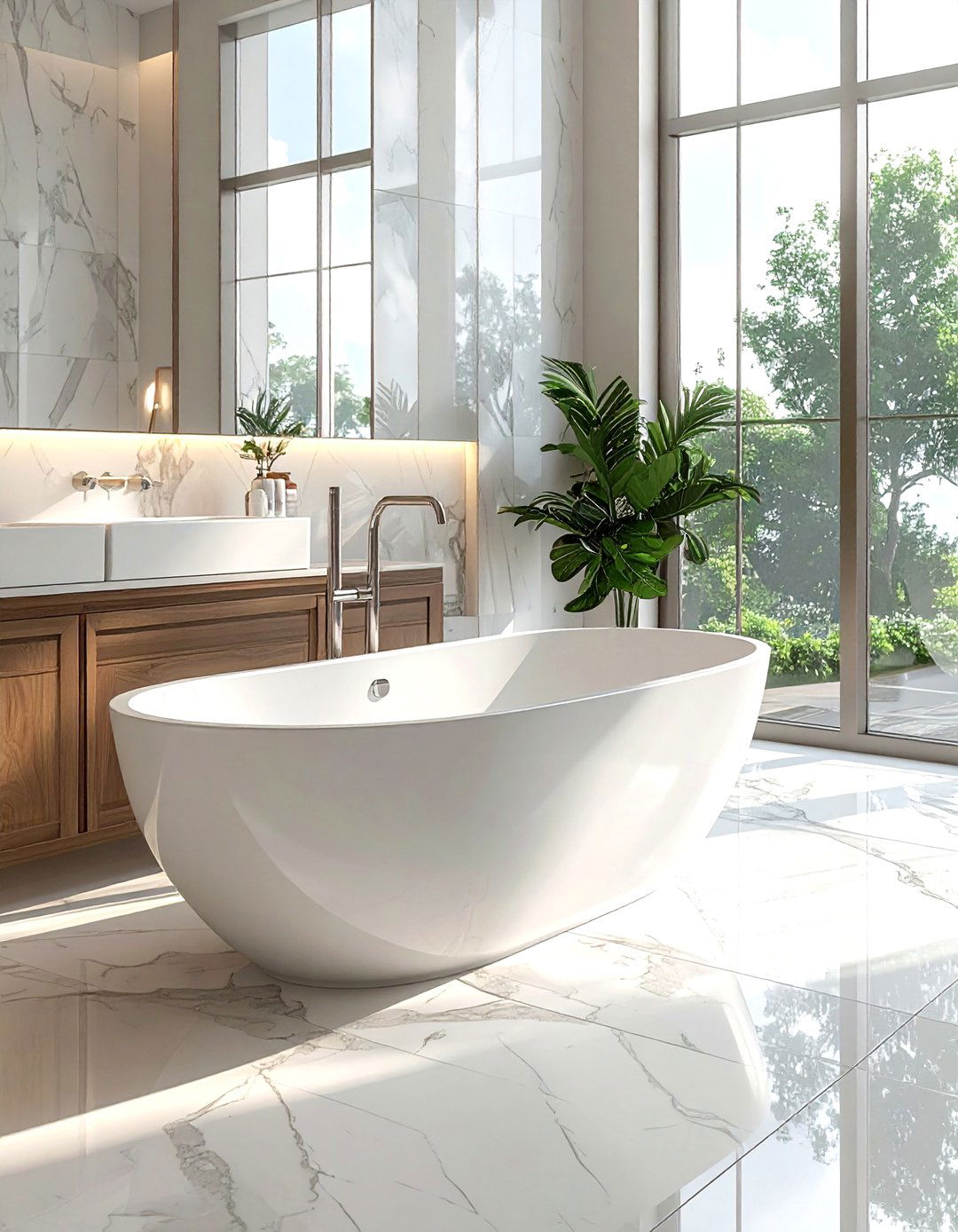 Freestanding tub filler - 30 spa-like master bathroom ideas