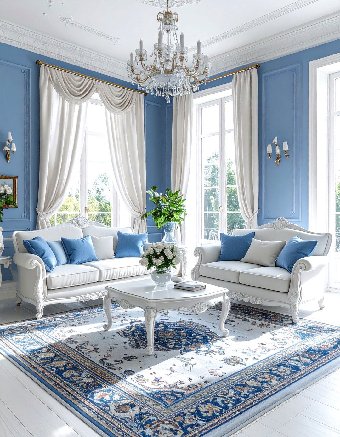 French Blue Living Room - 30 blue living room design ideas