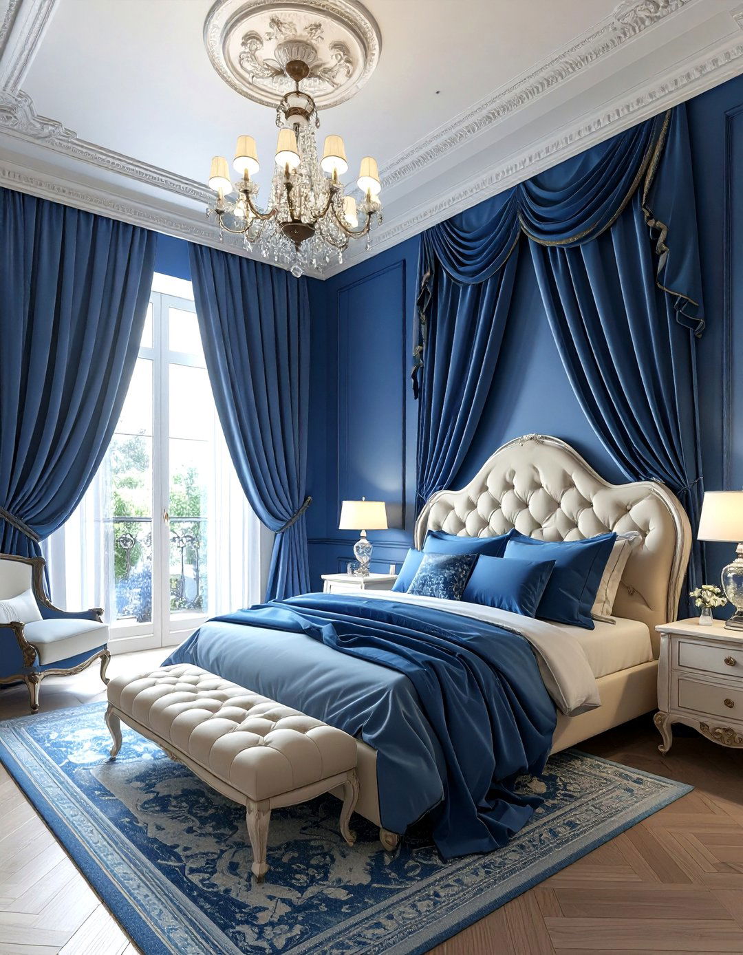 French Blue Romantic Bedroom - 30 blue bedroom design ideas