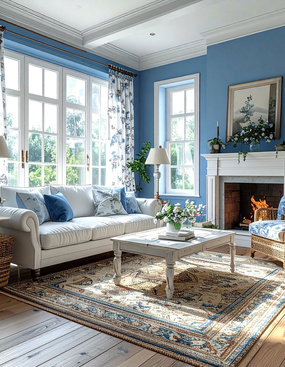 French Country Blue Living Room - 30 traditional blue living room ideas
