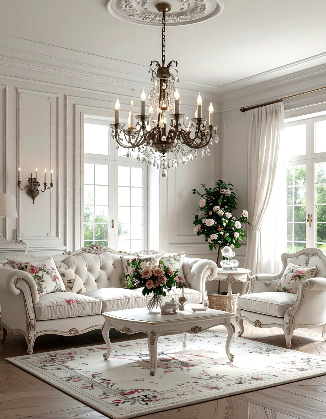 French Country Candle Chandelier - 30 living room chandelier ideas